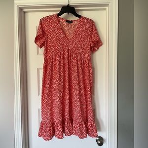 Maternity Dress Orange White Flower sz 4 Small New Look